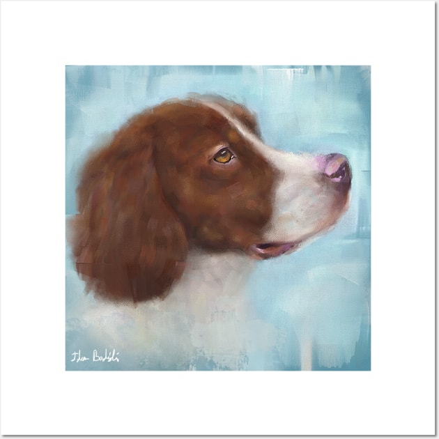 A Painting of a Brown and White Pointer, Looking Up Wall Art by ibadishi